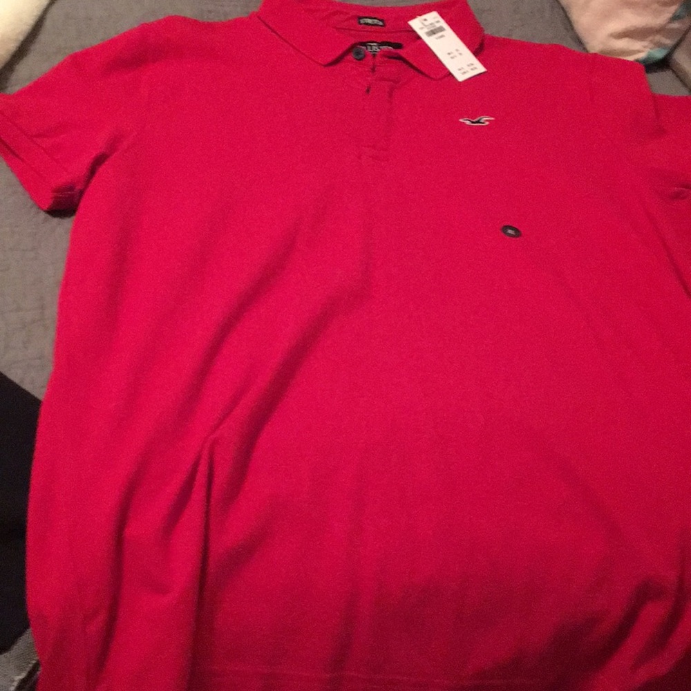 Red Hollister collar short sleeve shirt